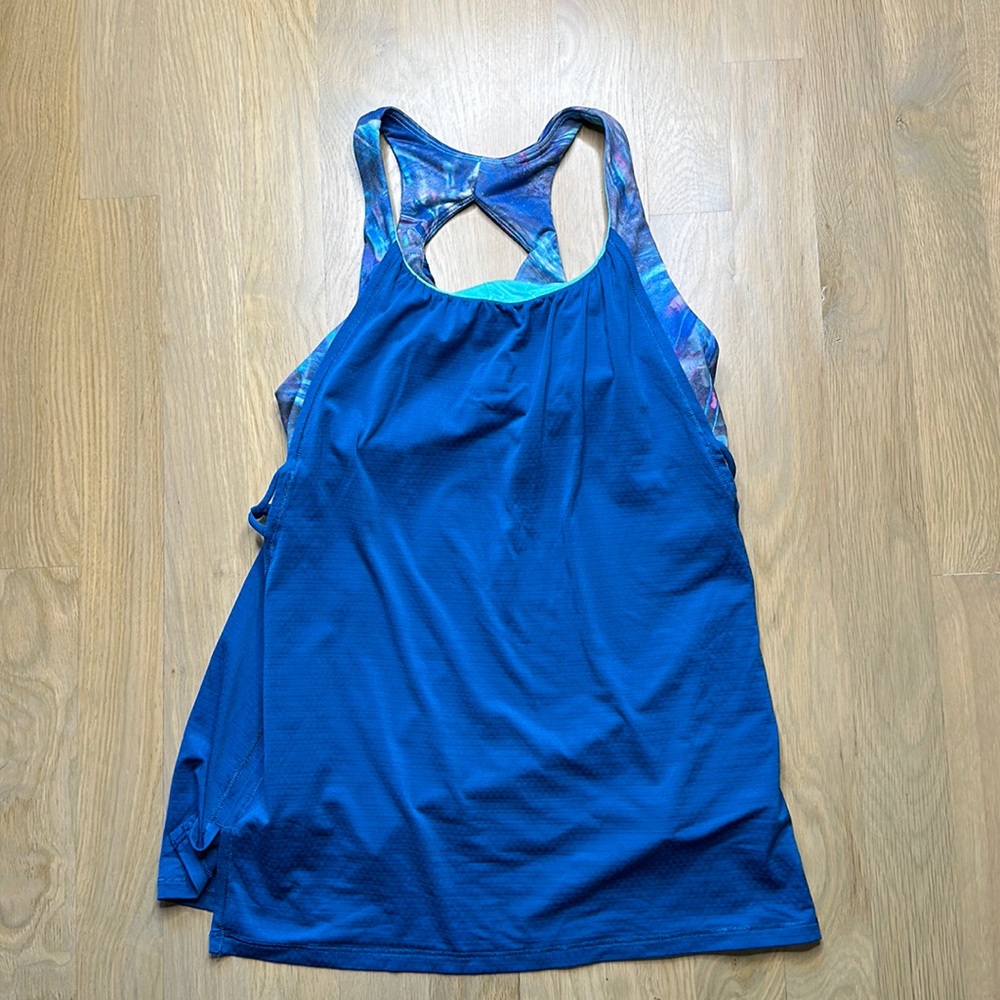 Ivivva by Lululemon Teal Twist and Flow Tank Top Girls Size 12